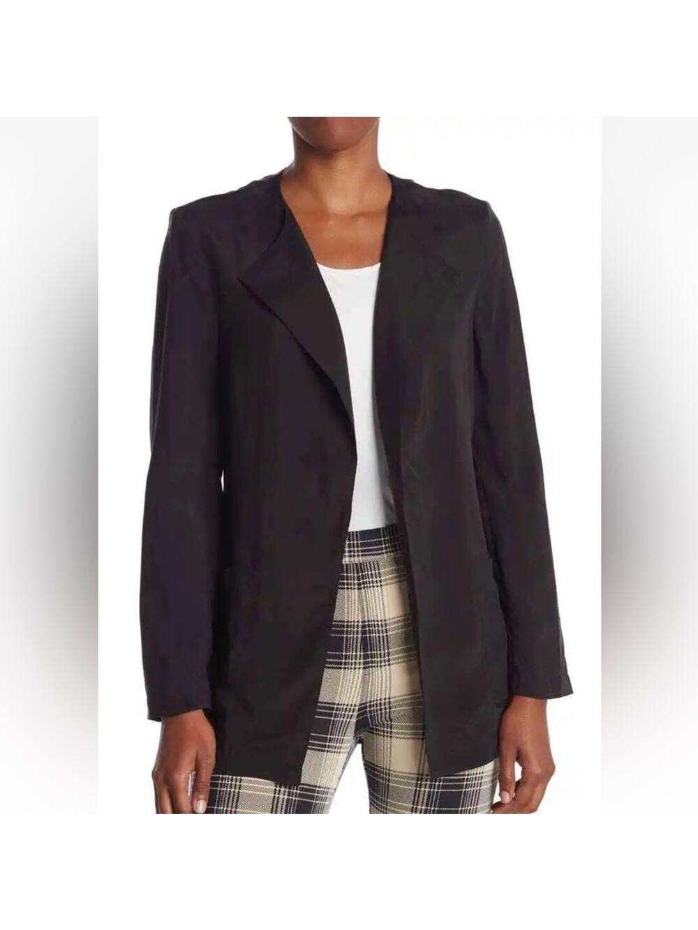 St. John Sandwashed Cupro Wrap Jacket in Black Size Large NWT but AS IS